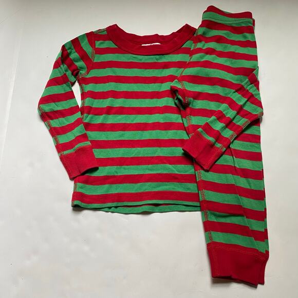 Hanna Andersson Red & Green Stripe Long Sleeve Pjs Pajamas - Picture 1 of 5